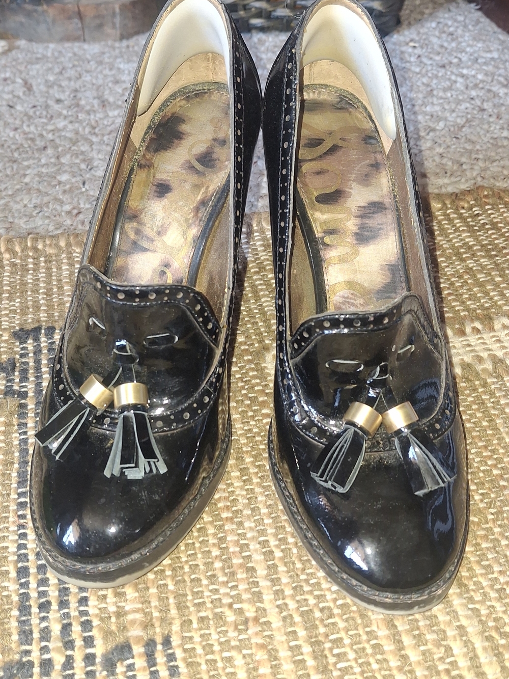 Sam Edelman Black Patent Tassel Loafers